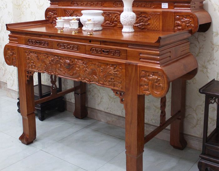 Bàn thờ gia tiên gỗ căm xe 2 tầng chân 10  GT05
